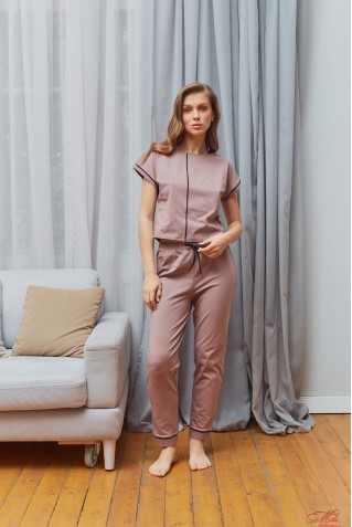 Комплект із бавовни футболка + штани Your Touch EL-7140 капучино